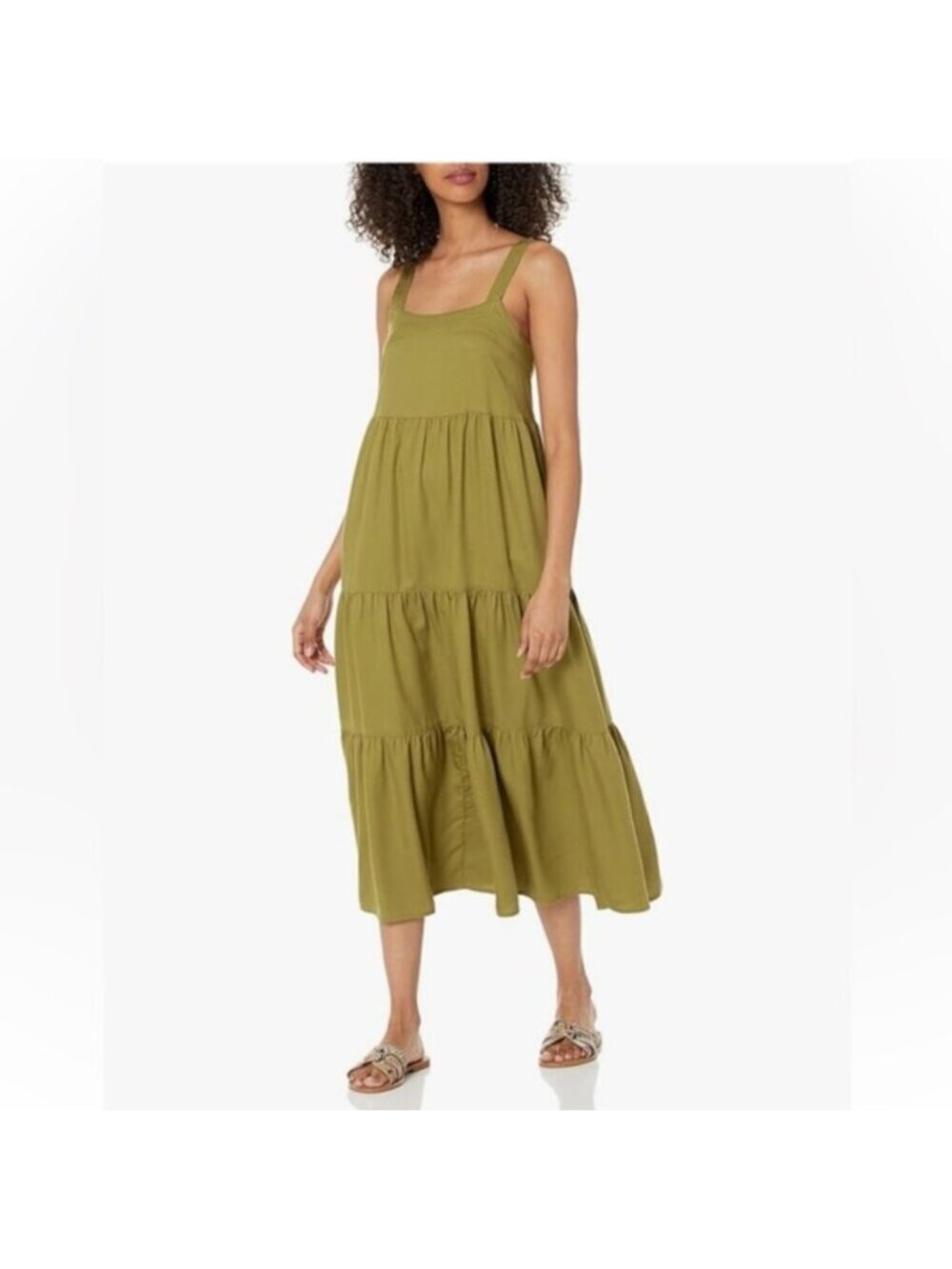 The Drop Britt Tiered Maxi Tent Dress Olive Oil